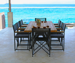 Skyline Design - Venice - Carbon 8 Seat Outdoor Dining Set with Alaska Carbon Teak Rectangle Dining Table