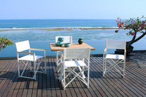 Skyline Design - Venice - White 4 Seat Outdoor Dining Set with White Nautic Square Dining Table