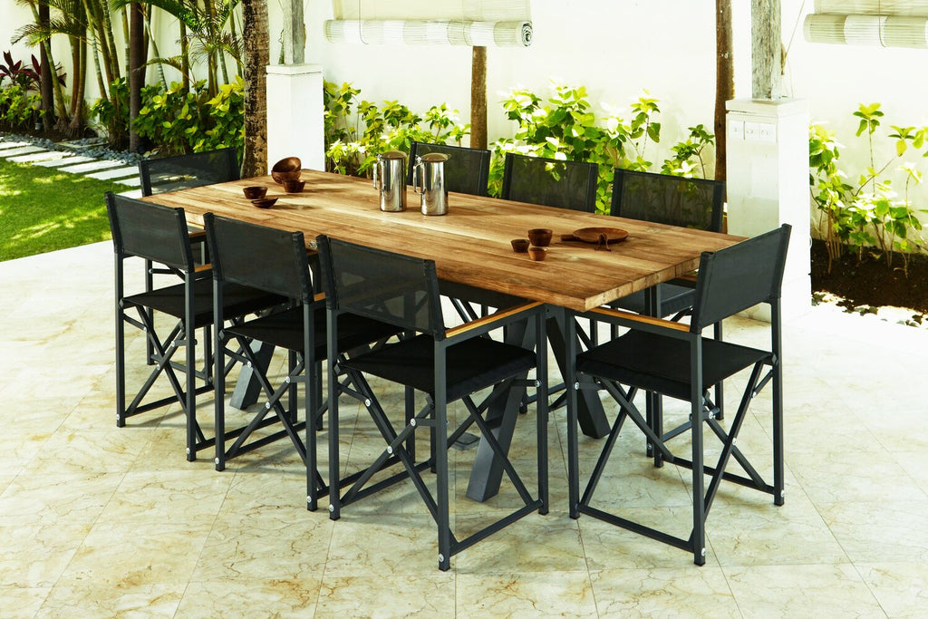 Skyline Design - Venice - Carbon 8 Seat Outdoor Dining Set with Alaska Carbon Teak Rectangle Dining Table