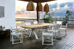 Skyline Design - Venice - White 8 Seat Outdoor Dining Set with Alaska White Rectangle Dining Table