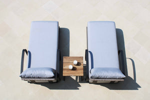 Skyline Design - Windsor - Carbon 2 Seat Outdoor Chaise Lounge Set with Teak Nautic Side Table
