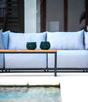 Skyline Design - Windsor - Carbon 6 Seat Outdoor Lounge Set with Teak Nautic Coffee and Side Tables