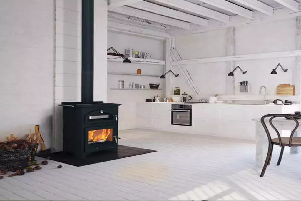 Bronpi - Monza - 14kW Wood Burning Oven Stove in a kitchen