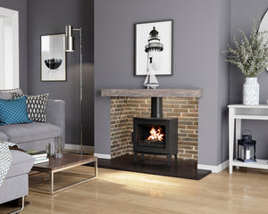 Carron - ECO Stove - 5kW Wood Stove (Multi-fuel Kit Option) - Black Enamel in a fireplace suite