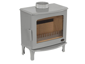 Carron - ECO Stove - 5kW Wood Stove (Multi-fuel Kit Option) - Ash Grey Enamel empty firebox right side view