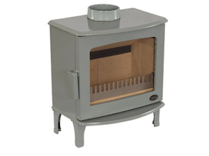 Carron - ECO Stove - 5kW Wood Stove (Multi-fuel Kit Option) - Sage Green Enamel empty firebox right side view