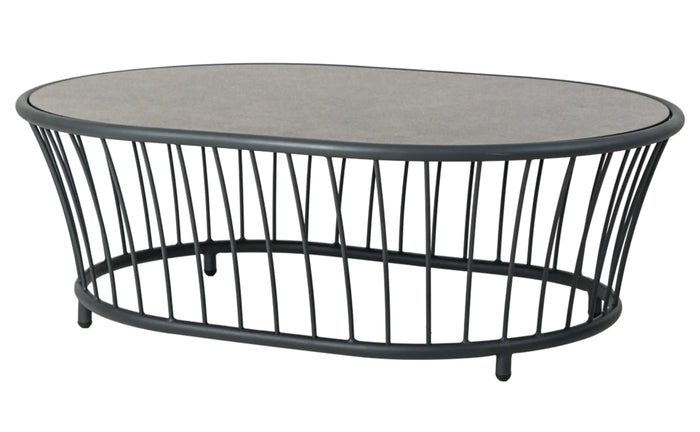 Alexander Rose - Cordial Grey Oval Coffee Table 1.2m x 0.85m with Pebble HPL Top