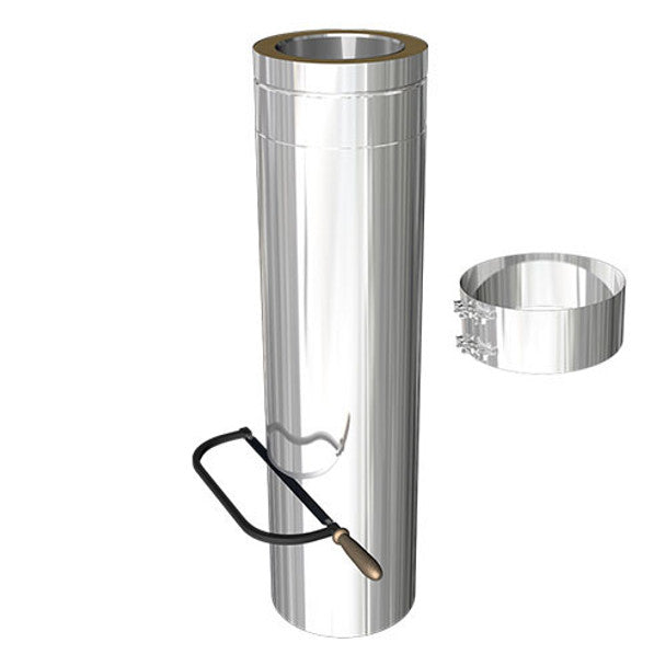 6” Insulated Twin Wall - 1000mm Cuttable Length With Fusion Locking Band - Stainless Steel