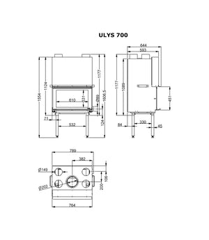 Fondis  - Ulys 700 - 11kW Inset Wood Stove