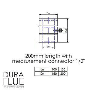 4” (100/150) Balanced Gas - GF Length with Measurement Connector - Matt Black