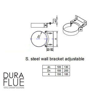 5” (130/200) Balanced Gas - GF Adjustable Wall Bracket - Stainless Steel