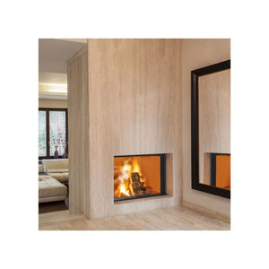 Fondis Stella 3 DFH700 double sided inset stove with flames in a wall divider