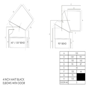 4" Stove Pipe - Elbows With Door - Matt Black