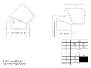 7" Stove Pipe - Elbows With Door - Matt Black