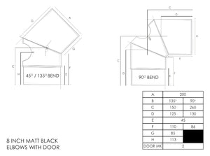 8" Stove Pipe - Elbows With Door - Matt Black