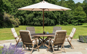 Alexander Rose - Parasols Hardwood 3M Round Pulley Parasol with Night Cover
