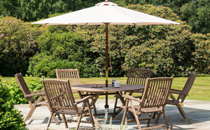 Alexander Rose - Parasols Hardwood 2.7m Round Pulley Parasol with Night Cover
