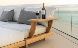 Alexander Rose - Sorrento Teak Lounge Modular Sofa Mid Module with Arm Attachment and Scatter Cushion