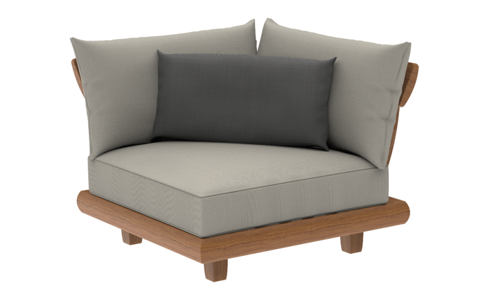 Alexander Rose - Sorrento Teak Lounge Modular Sofa Corner Module with Scatter Cushion