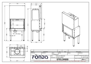 Fondis Stella 3 H600 inset stove measurements