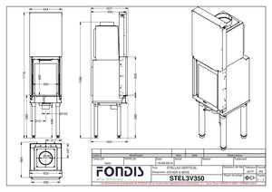 Fondis Stella 3 V350 inset stove measurements