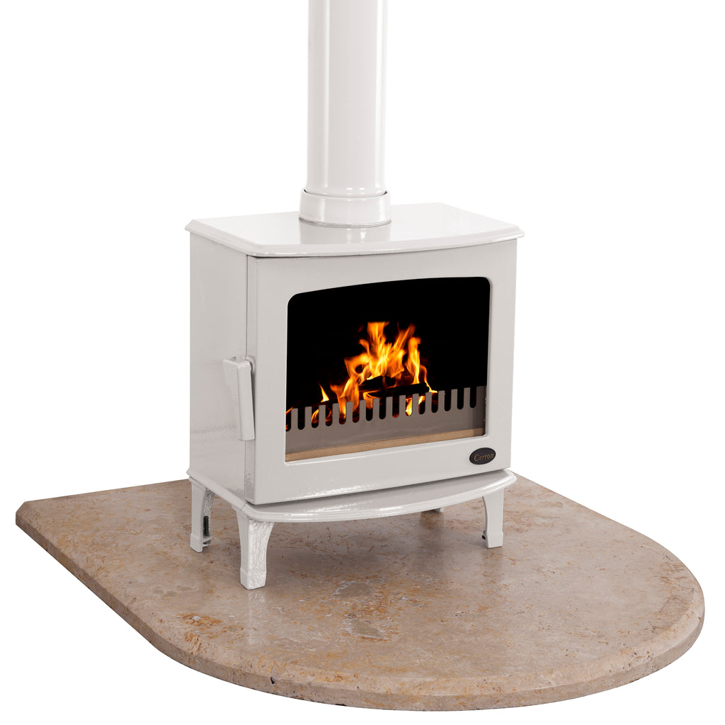 Carron - 900 x 1050 x 40mm - Travertine Curved Front Hearth for 7.3kW Stoves