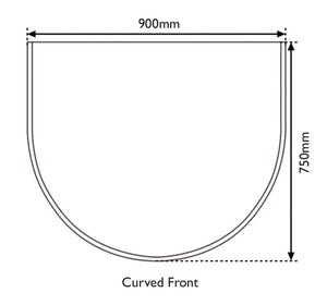 Carron - 900 x 750 x 12mm - Glass Curved Front Hearth for 4.7kW Stoves