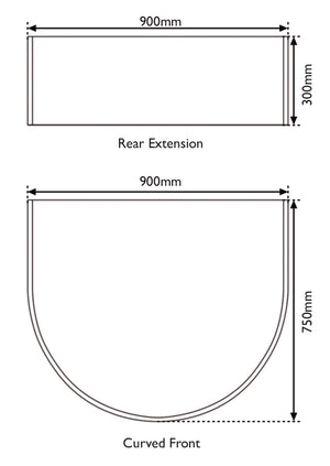 Carron - 900 x 300 x 12mm - Glass Rear Hearth Extension for 7.3kW Stoves