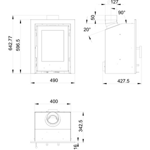 Woodford - Lovell C400 - 5kW Multi-Fuel Inset Stove dimensions