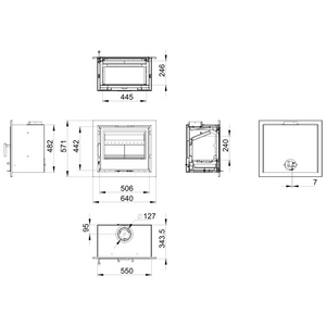 Woodford - Lovell C550 - 6.9kW Multi-Fuel Inset Stove dimensions