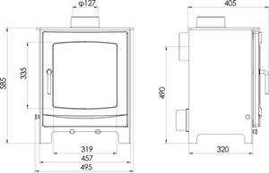 Woodford - Turing 5X - 5kW Multi-Fuel Stove dimensions